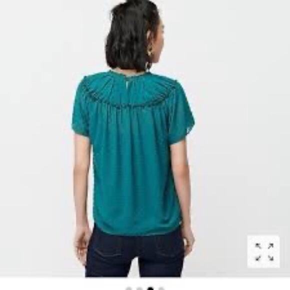 NWT J. Crew Gathered bib top in drapey swiss dot in green - Picture 8 of 10